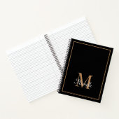 Carnet Monogramme Noir Et Or Moderne Nom Couverture Dure (Intérieur)