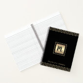 Carnet Monogramme noir feuille d'or script points moderne (Intérieur)