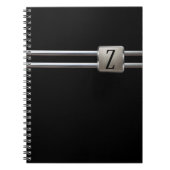 Carnet Monogramme noir moderne métal (Devant)