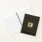 Carnet Monogramme noir or feuille gras moderne script lux (Intérieur)