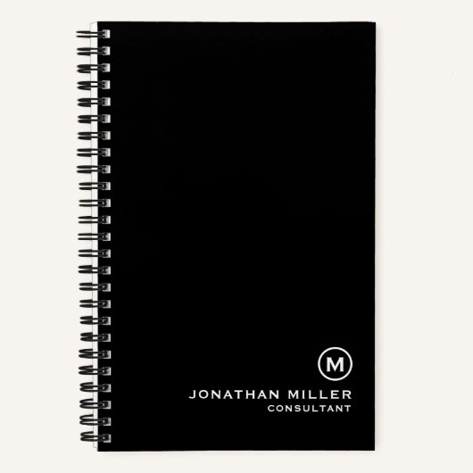Carnet Monogramme noir professionnel 5,5 x 8,5 (Recto)