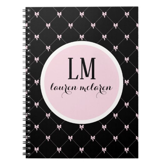 Carnet Monogramme Noir & Rose à l'Arc (Devant)