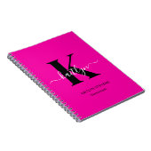 Carnet Monogramme noir rose chaud moderne (Côté Droit)