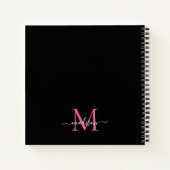 Carnet Monogramme noir rose élégant Nom initial du script (Dos)