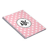 Carnet Monogramme noir rose et blanc Pois (Côté Droit)