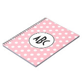 Carnet Monogramme noir rose et blanc Pois (Côté gauche)