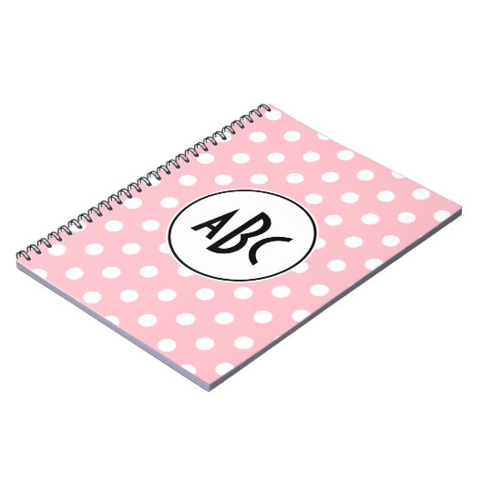 Carnet Monogramme noir rose et blanc Pois (Côté gauche)