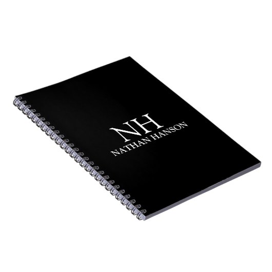 Carnet Monogramme noir simple moderne (Côté Droit)