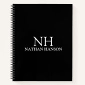 Carnet Monogramme noir simple moderne (Devant)