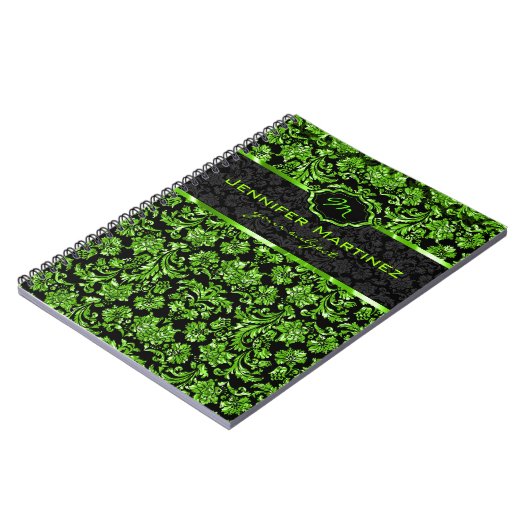 Carnet Monogramme noir & vert en métal et en métal (Côté gauche)