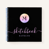 Carnet Monogramme noir violet rose Ombre simple (Devant)