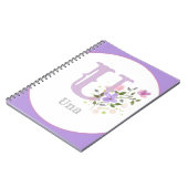 Carnet Monogramme & nom avec fleurs (Côté gauche)