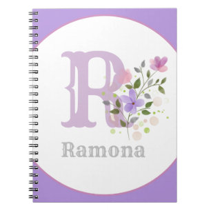 Carnet Monogramme & Nom avec Fleurs