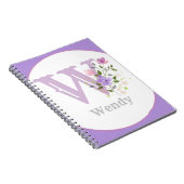 Carnet Monogramme & nom avec fleurs (Côté Droit)