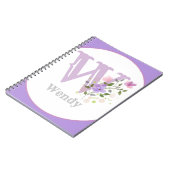 Carnet Monogramme & nom avec fleurs (Côté gauche)