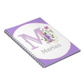 Carnet Monogramme & Nom avec Fleurs (Côté Droit)