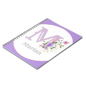 Carnet Monogramme & Nom avec Fleurs (Côté gauche)