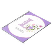 Carnet Monogramme & Nom avec Fleurs (Côté gauche)
