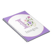 Carnet Monogramme & nom avec fleurs (Côté Droit)