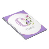 Carnet Monogramme & nom avec fleurs (Côté Droit)