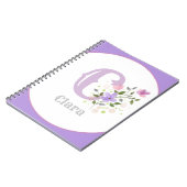 Carnet Monogramme & nom avec fleurs (Côté gauche)