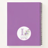 Carnet Monogramme & nom avec fleurs (Dos)