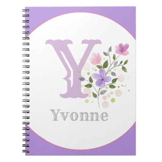 Carnet Monogramme & Nom avec Fleurs (Devant)