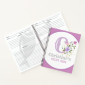 Carnet Monogramme & nom avec fleurs (Intérieur)