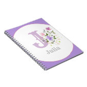 Carnet Monogramme & nom avec fleurs (Côté Droit)