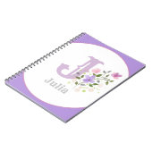 Carnet Monogramme & nom avec fleurs (Côté gauche)