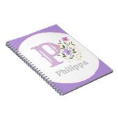 Carnet Monogramme & Nom avec Fleurs (Côté Droit)