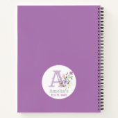 Carnet Monogramme & nom avec fleurs (Dos)