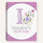Carnet Monogramme & nom avec fleurs (Devant)