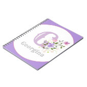 Carnet Monogramme & Nom avec Fleurs (Côté gauche)