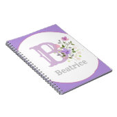 Carnet Monogramme & Nom avec Fleurs (Côté Droit)