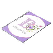 Carnet Monogramme & Nom avec Fleurs (Côté gauche)