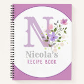 Carnet Monogramme & Nom avec Fleurs (Devant)