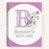 Carnet Monogramme & nom avec fleurs (Devant)