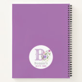 Carnet Monogramme & nom avec fleurs (Dos)