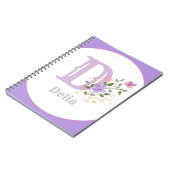 Carnet Monogramme & nom avec fleurs (Côté gauche)
