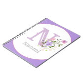 Carnet Monogramme & nom avec fleurs (Côté gauche)