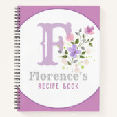 Carnet Monogramme & nom avec fleurs (Devant)
