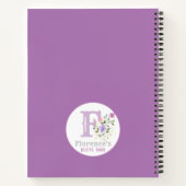 Carnet Monogramme & nom avec fleurs (Dos)