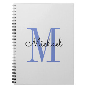 Carnet Monogramme Nom du garçon Initial bleu noir