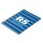 Carnet Monogramme & nom en gras, Lt Turquoise Lines sur B (Côté gauche)