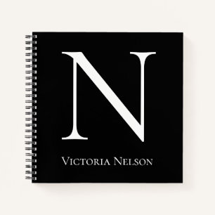 Carnet Monogramme Nom initial Customisé Moderne