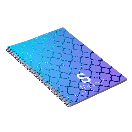 Carnet Monogramme Nom initial Parties scintillant bleue C (Côté Droit)