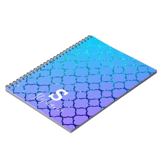 Carnet Monogramme Nom initial Parties scintillant bleue C (Côté gauche)