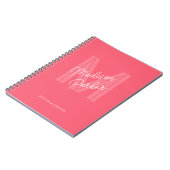 Carnet Monogramme nom initial rose personnalisé (Côté gauche)