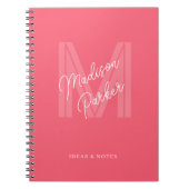 Carnet Monogramme nom initial rose personnalisé (Devant)